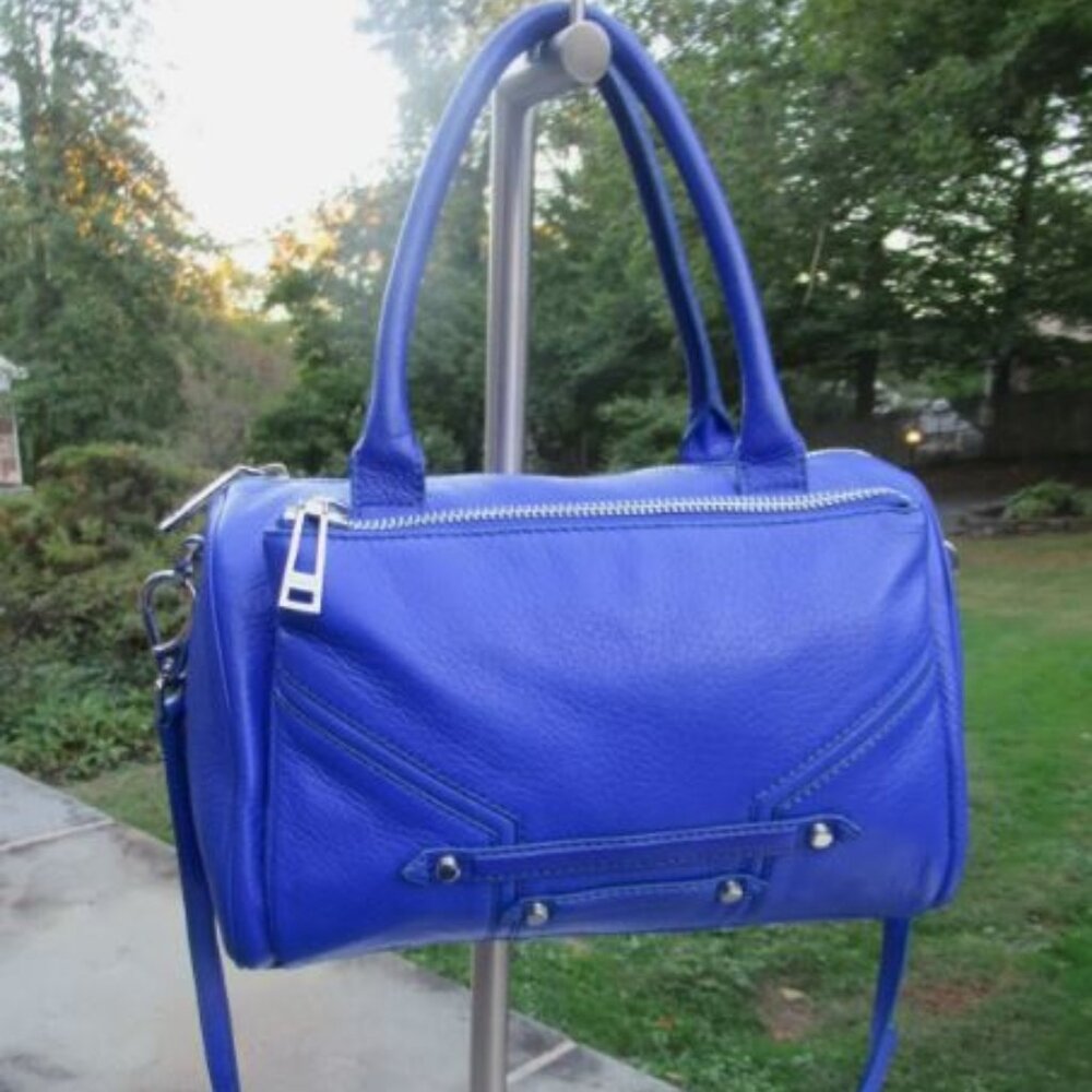 Botkier Large Mercer Cobalt Satchel/ Pebbled Leather/ Double Rolled Handles